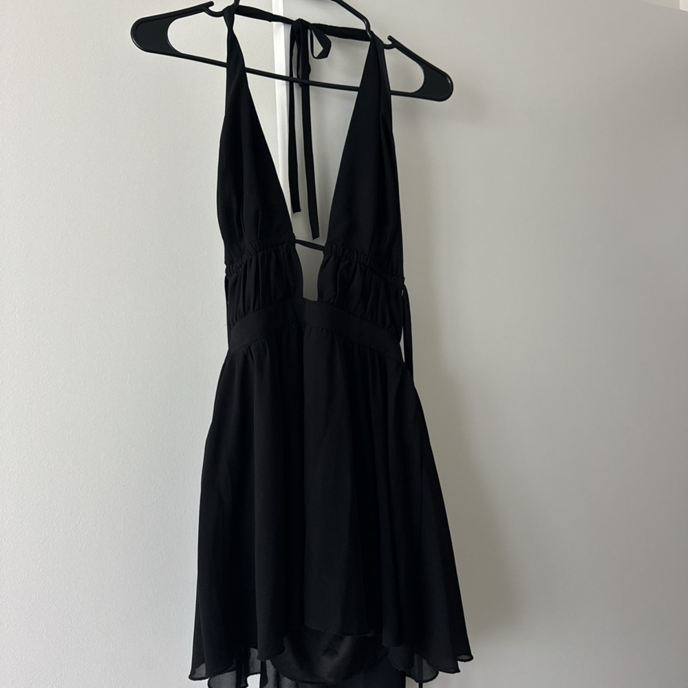 Elegant Black Halter Dress